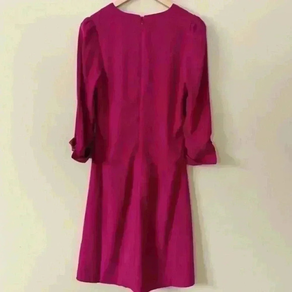 Banana Republic Magenta SHIRRED MIDI DRESS - Picture 4 of 8